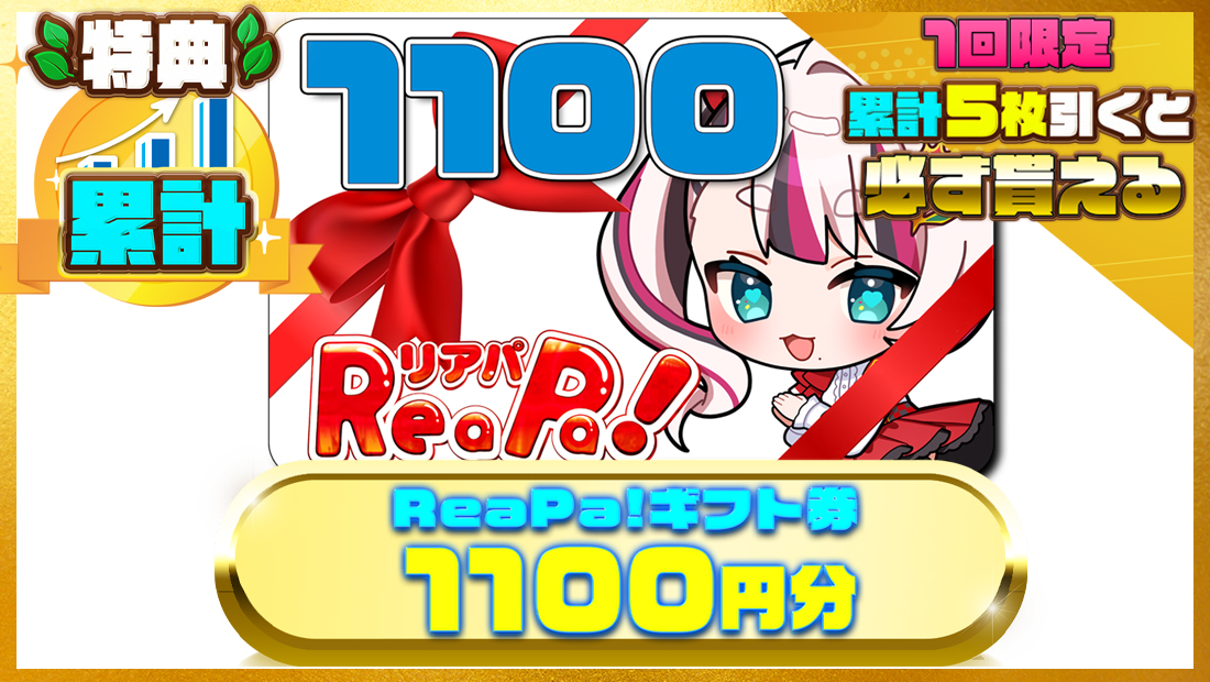ReaPa!ギフト券1100円分の画像