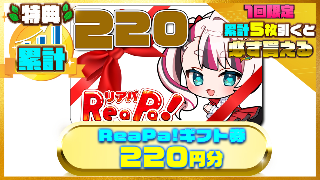 ReaPa!ギフト券220円分の画像