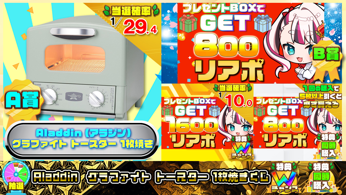 Aladdin  グラファイト トースター 1枚焼きくじ【８００円】 のメインビジュアル