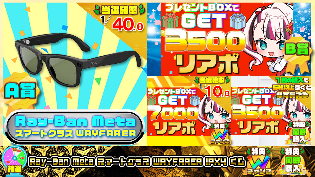 Ray-Ban Meta スマートグラス WAYFARER IPX4くじ【３５００円】の画像