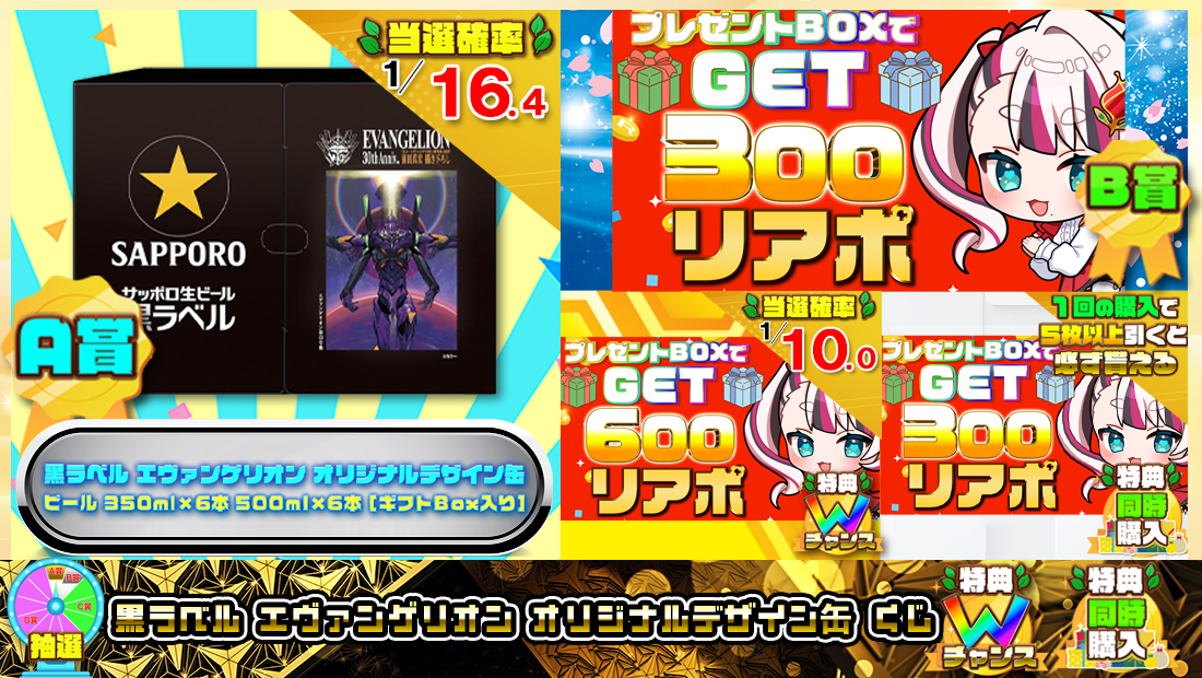 黒ラベル エヴァンゲリオン オリジナルデザイン缶くじ【３００円】 のメインビジュアル