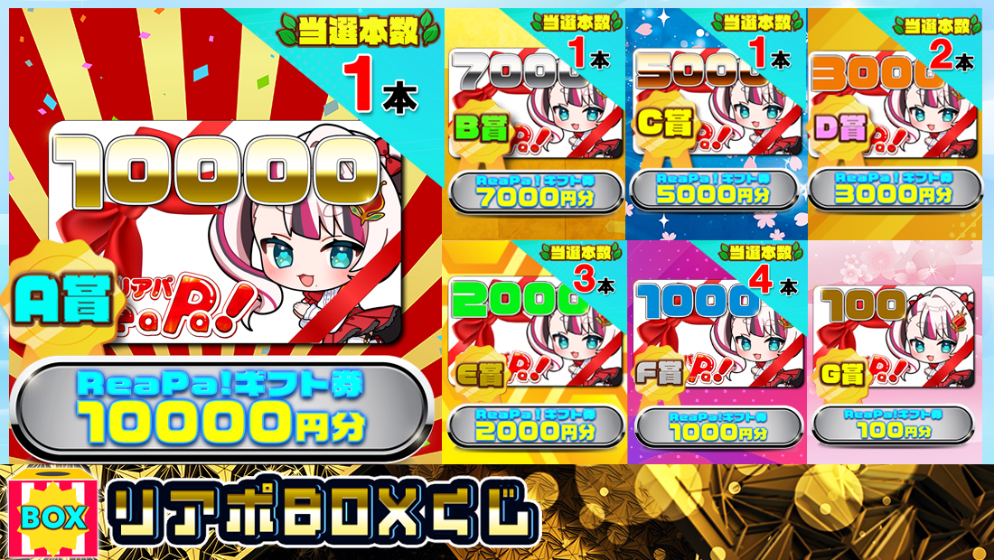 ReaPa!ギフト券【３００クーポン】BOX「数量限定」くじのメイン画像
