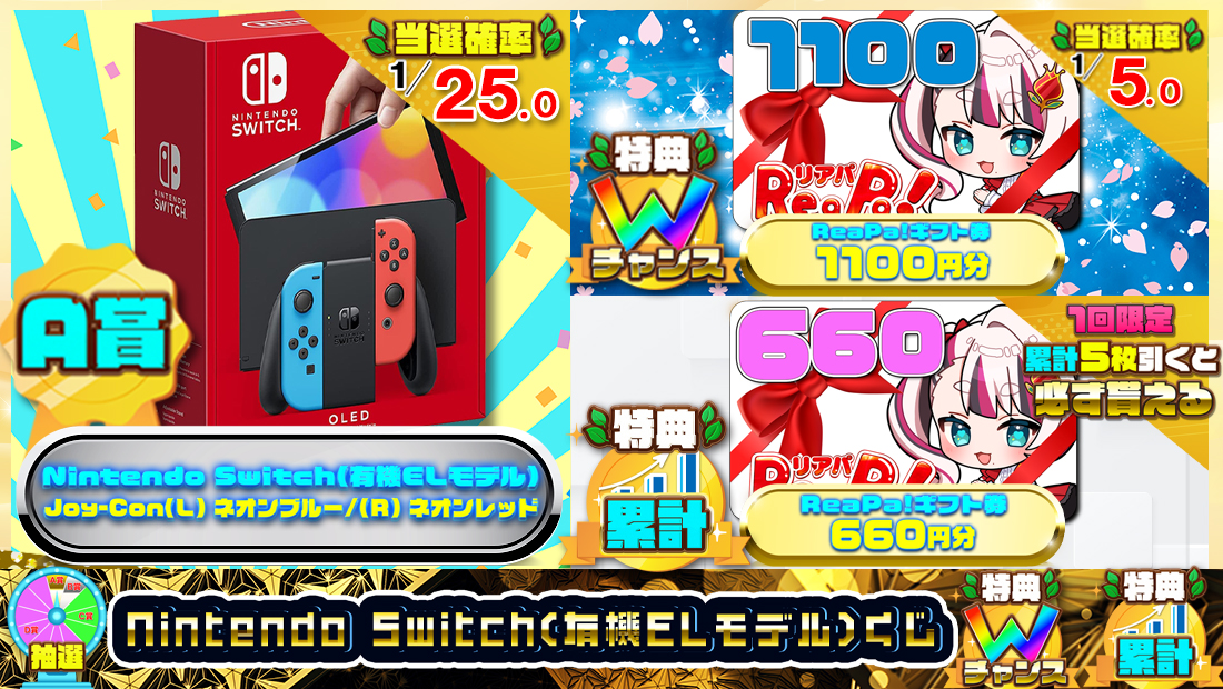 Nintendo Switch(有機ELモデル)くじ【1900円】のメイン画像