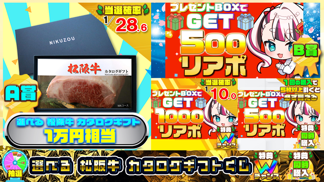 選べる 松阪牛 カタログギフトくじ【５００円】のメイン画像