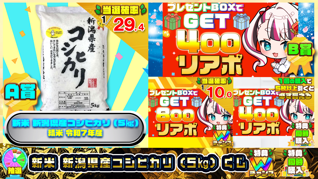 新米 新潟県産コシヒカリ (5㎏) くじ【４００円】 のメインビジュアル