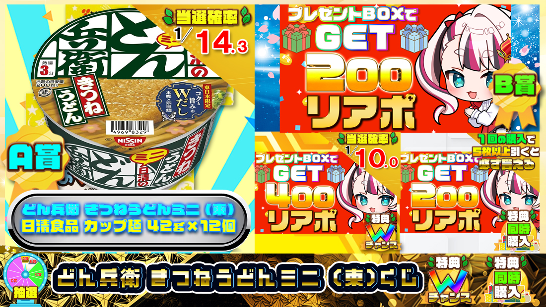 どん兵衛 きつねうどんミニ (東)くじ【２００円】の画像