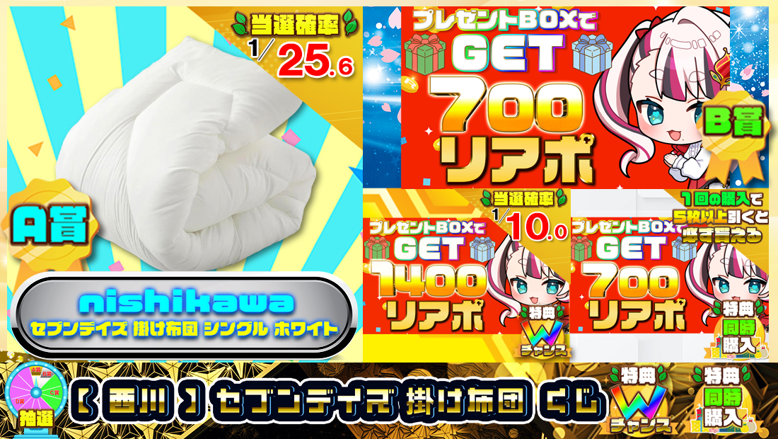 【 西川 】セブンデイズ 掛け布団くじ【７００円】の画像