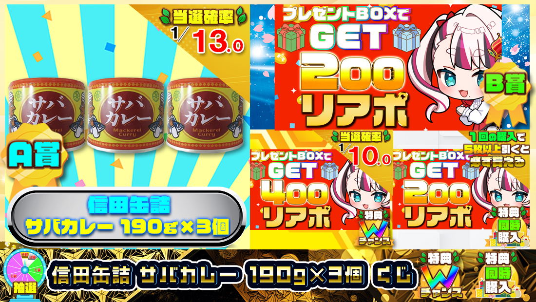 信田缶詰 サバカレー 190g×3個くじ【２００円】の画像