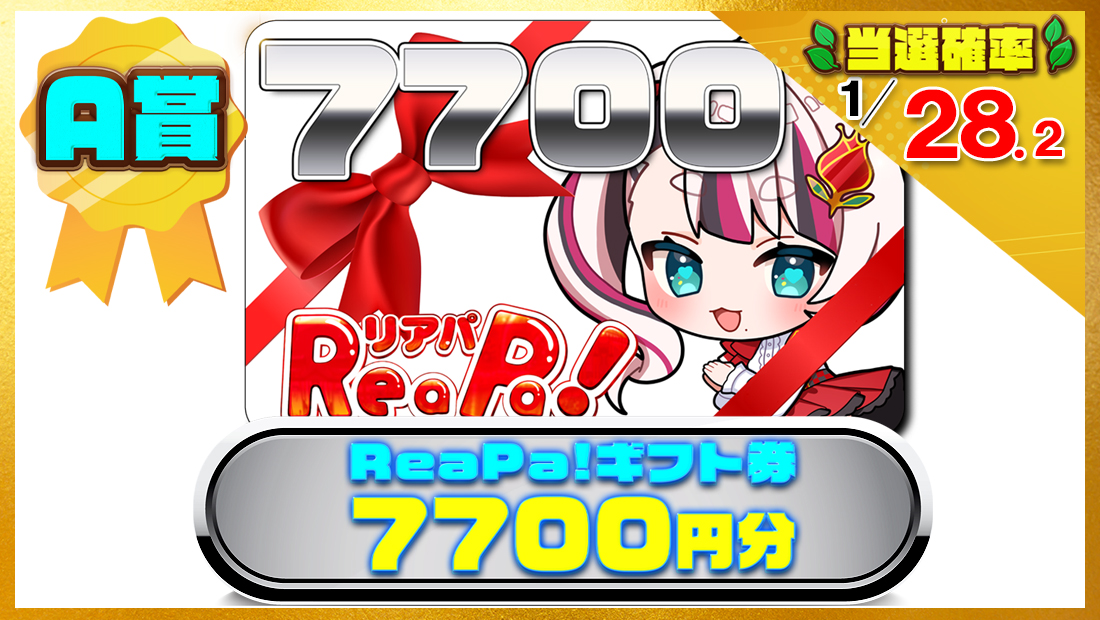 ReaPa!ギフト券7700円分の画像